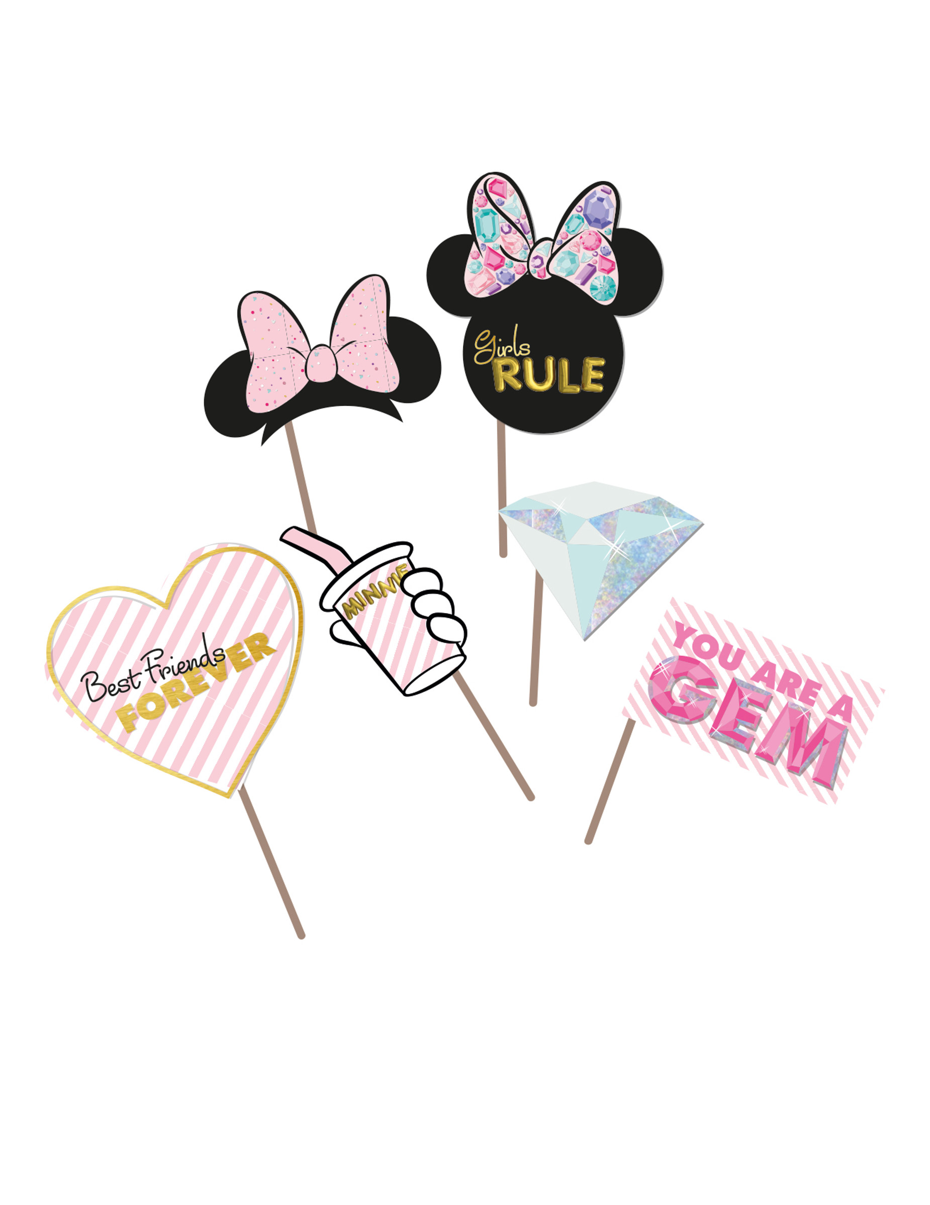 Minnie Maus Foto-Accessoireset Photobooth 6 Stück metallic bunt Minnie Maus Foto-Accessoireset Photobooth 6 Stück metallic bunt von KARNEVAL-MEGASTORE