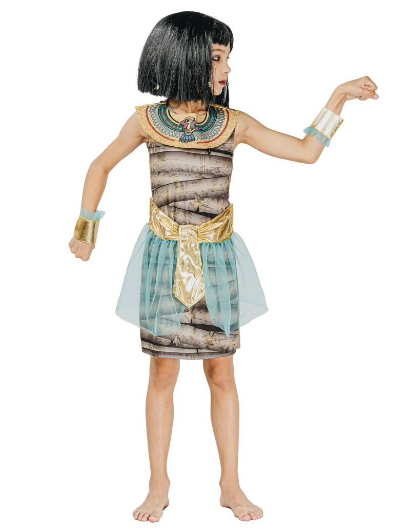 Mumien Kostüm für Kinder 5-teilig braun-gold-hellblau von KARNEVAL-MEGASTORE