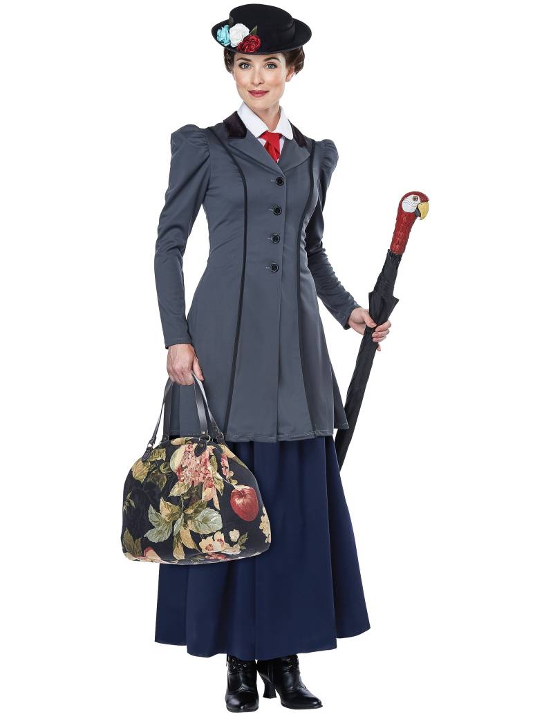 Nanny-Kostüm Englische-Dame-Kostüm grau-blau-schwarz Nanny-Kostüm Englische-Dame-Kostüm grau-blau-schwarz von KARNEVAL-MEGASTORE