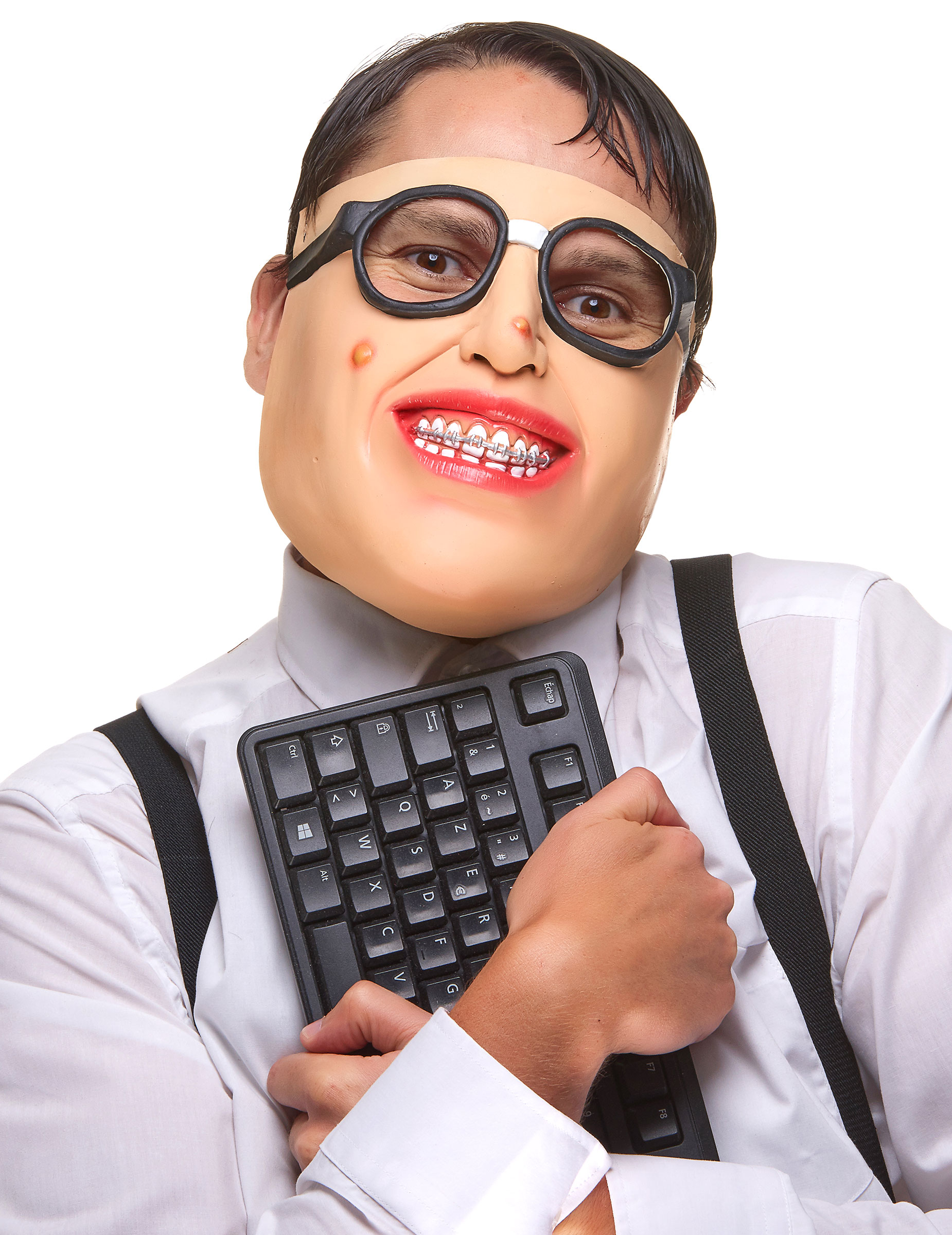 Nerd Halbmaske Streber beige-schwarz Nerd Halbmaske Streber beige-schwarz von KARNEVAL-MEGASTORE