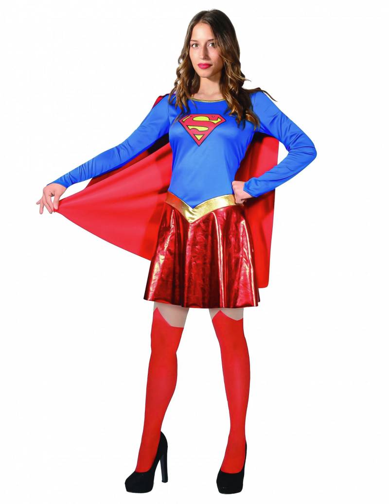 Offizielles Supergirl-Kostüm für Damen rot-blau-gelb von KARNEVAL-MEGASTORE