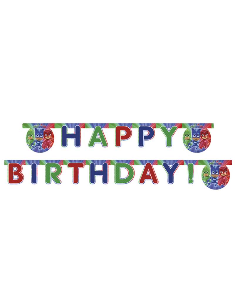 PJ Masks-Geburtstagsgirlande Happy Birthday grün-blau-rot 2m von KARNEVAL-MEGASTORE
