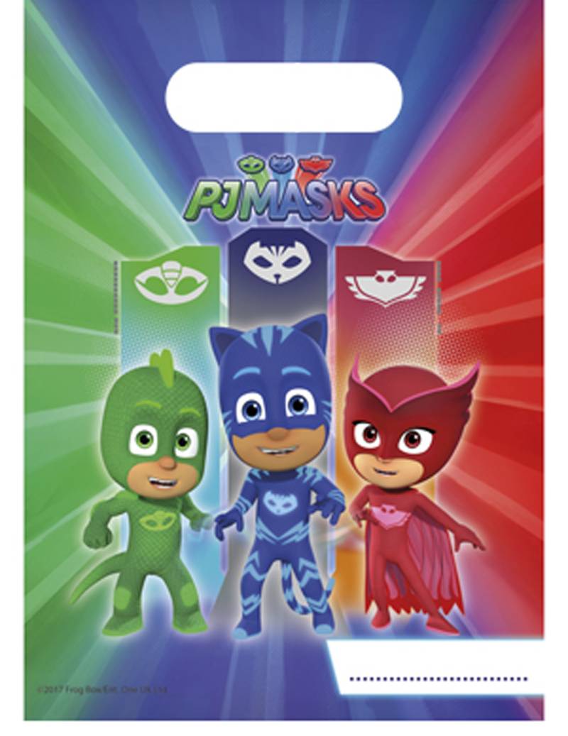 PJ Masks-Geschenktüten Lizenzartikel 6 Stück grün-blau-rot 16,3x23cm von KARNEVAL-MEGASTORE