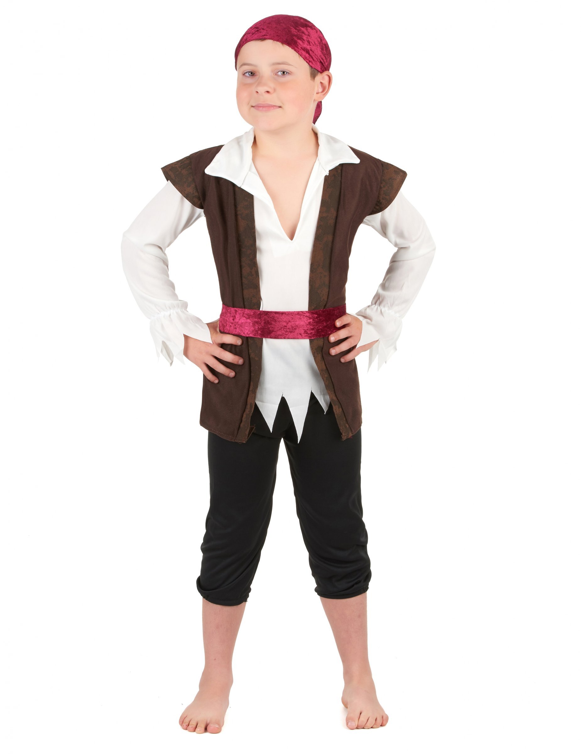Piratenkostüm für Kinder braun-rot-weiss von KARNEVAL-MEGASTORE