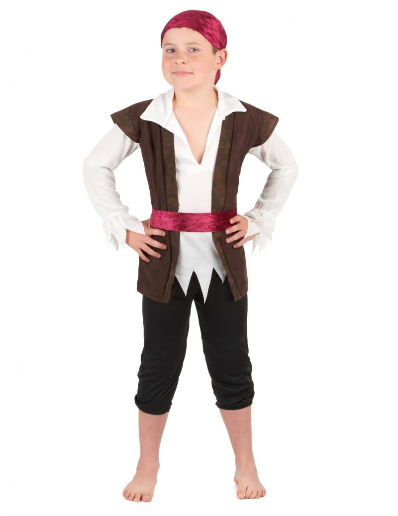 Piratenkostüm für Kinder braun-rot-weiss von KARNEVAL-MEGASTORE