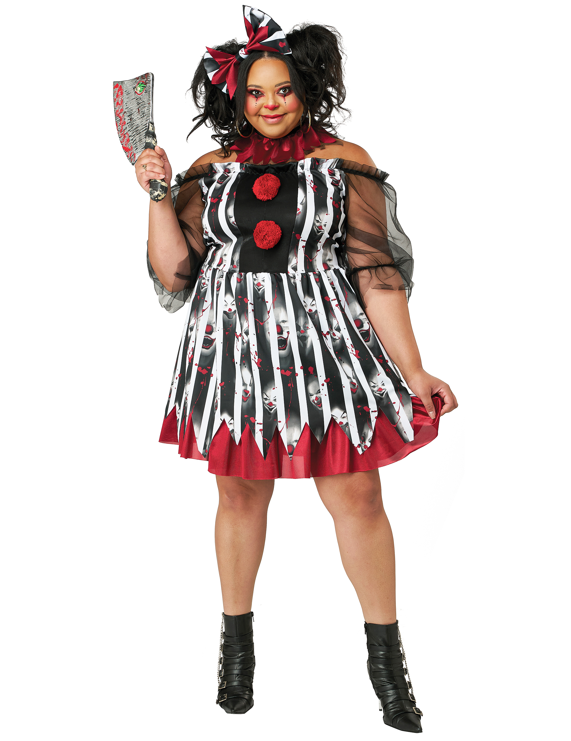 Plus Size Kostüm - Verrückter Clown, Damen von KARNEVAL-MEGASTORE