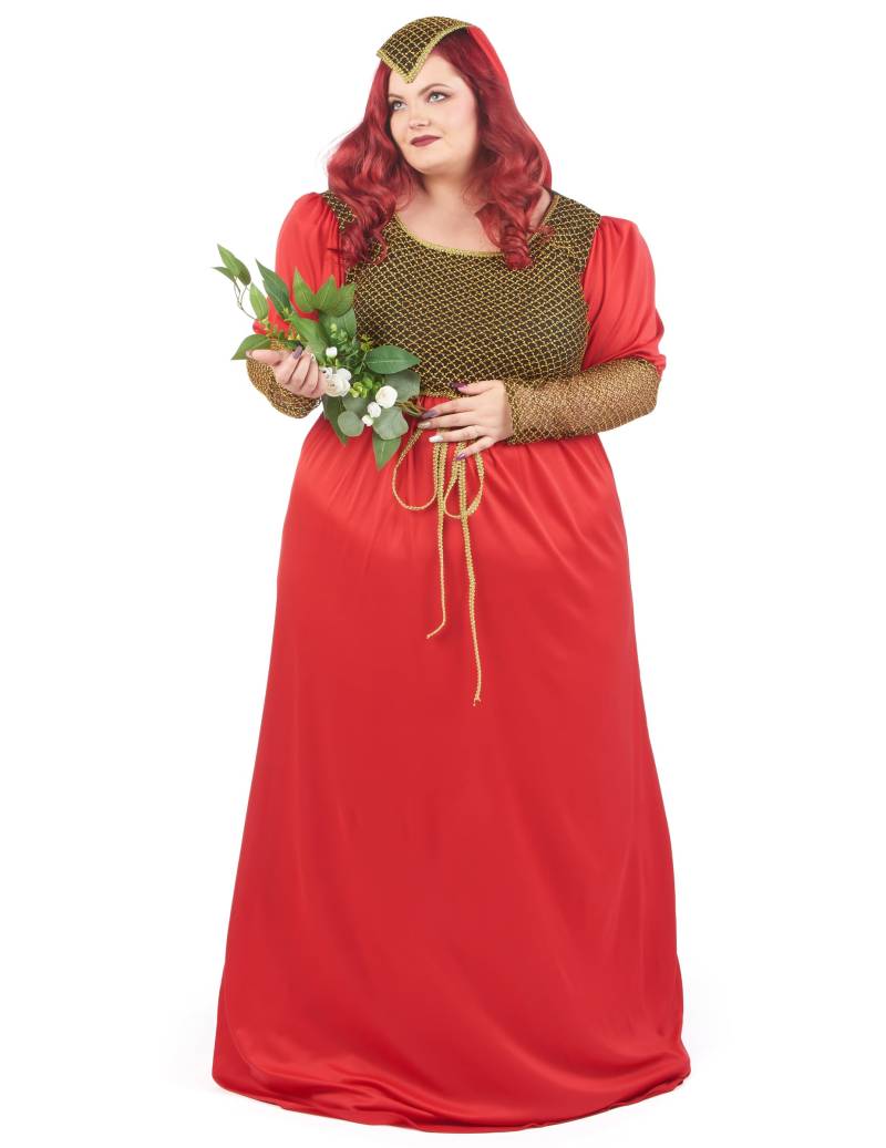 Plus Size Mittelalterkostüm für Damen rot-gold von KARNEVAL-MEGASTORE