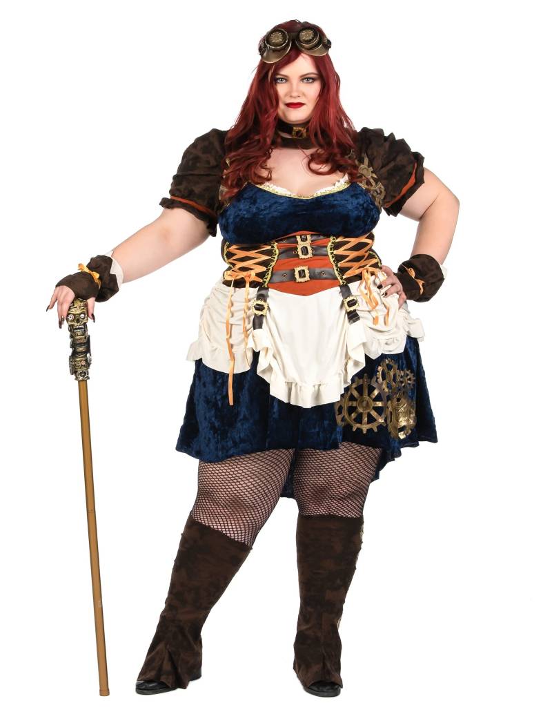 Plus-Size Steampunk-Kostüm für Damen beige von KARNEVAL-MEGASTORE