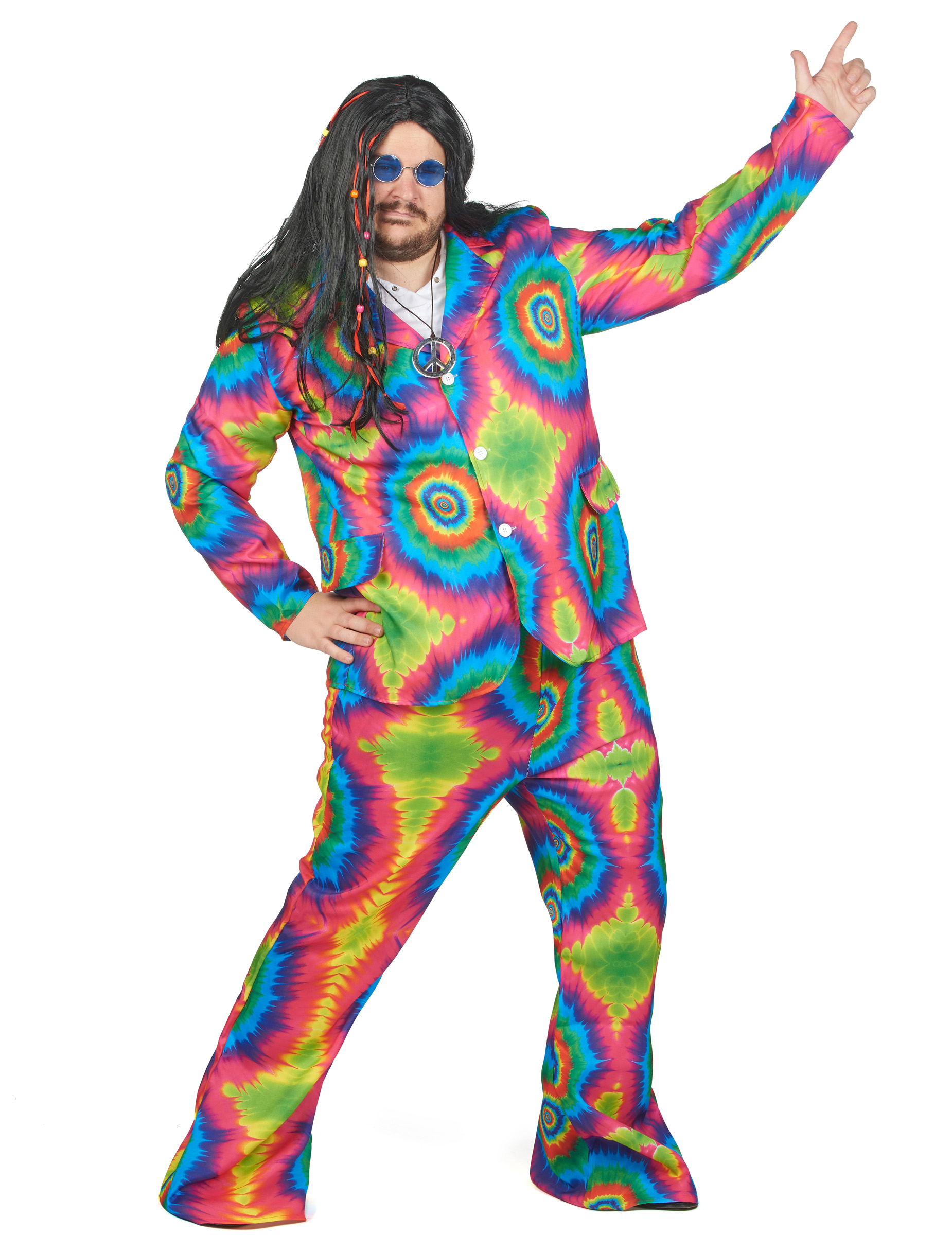 Psychedelisches Hippiekostüm Herren Plus Size von KARNEVAL-MEGASTORE