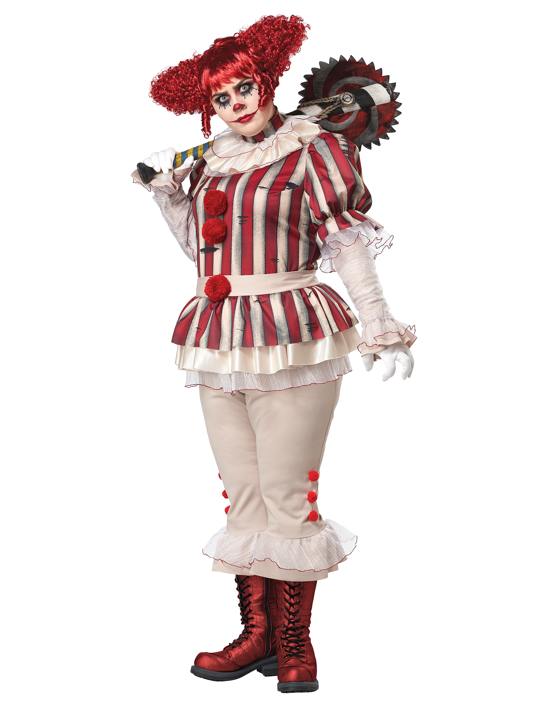 Psychoclown Kostüm Deluxe, Plus Size Damen von KARNEVAL-MEGASTORE