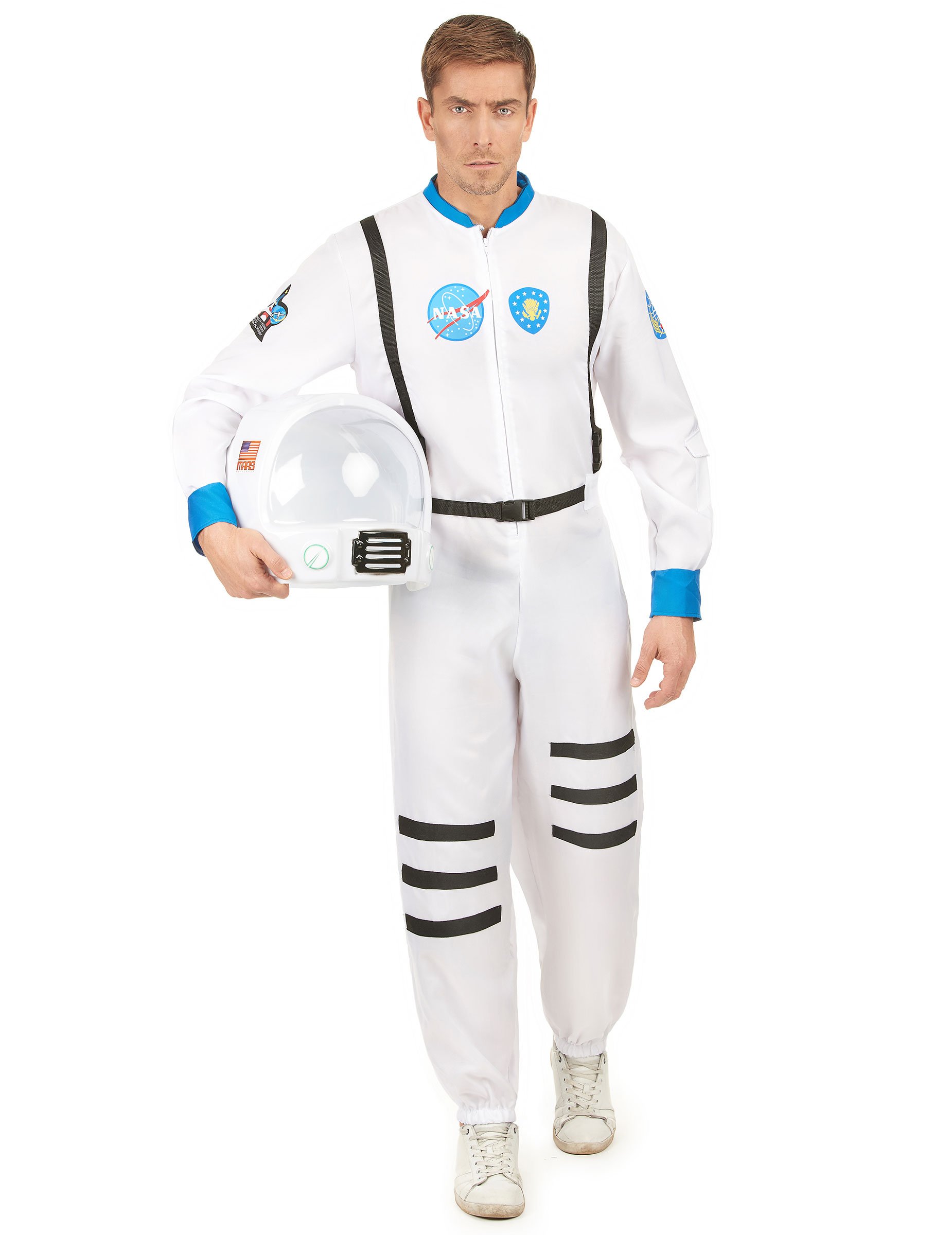 Raumfahrer Kostüm Astronaut weiss-schwarz-blau von KARNEVAL-MEGASTORE