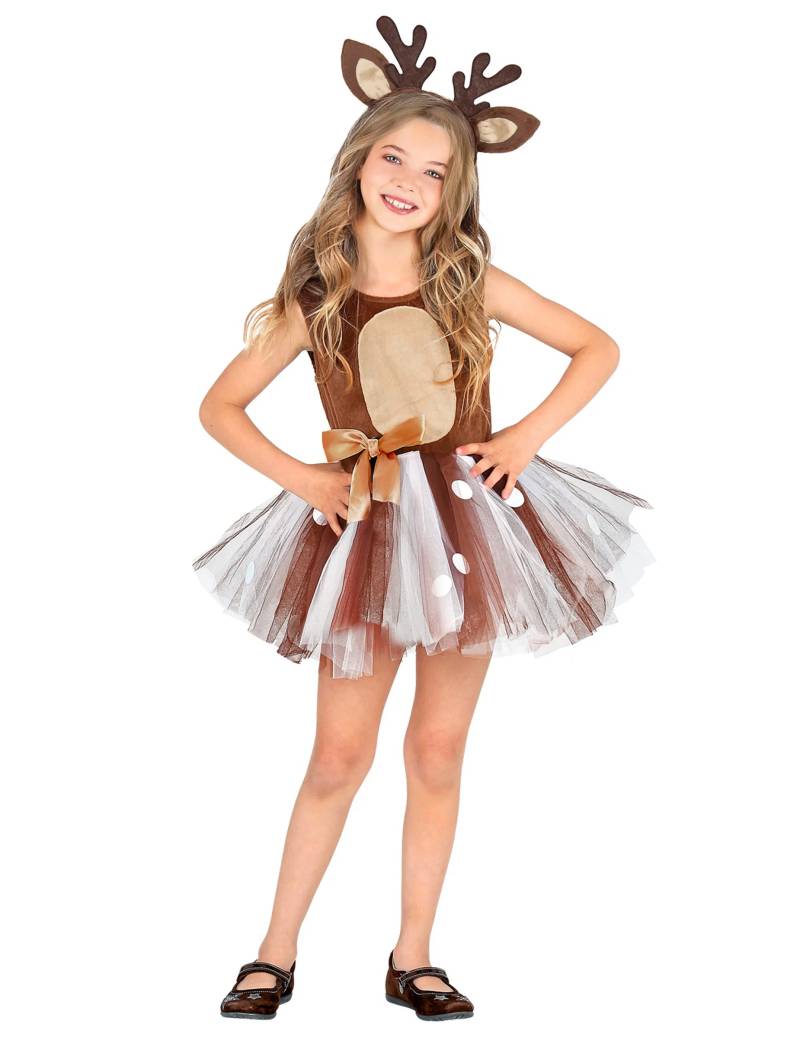Rentier-Kostüm für Mädchen Weihnachten braun von KARNEVAL-MEGASTORE