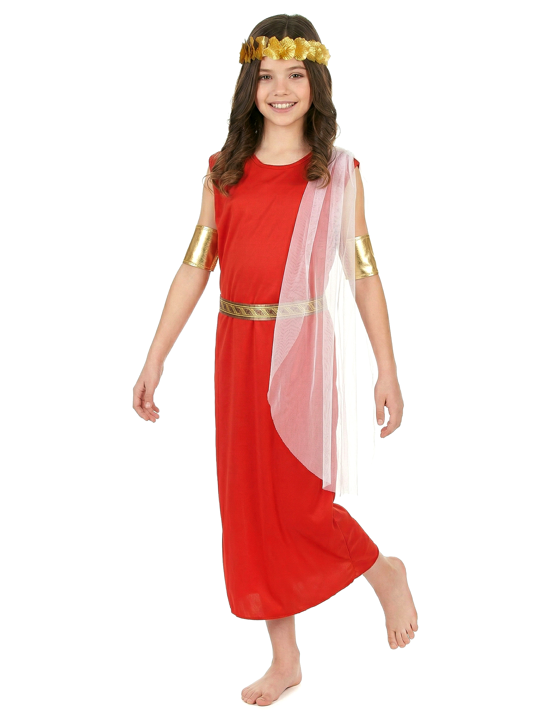 Römerin Kinder-Kostüm rot-gold von KARNEVAL-MEGASTORE