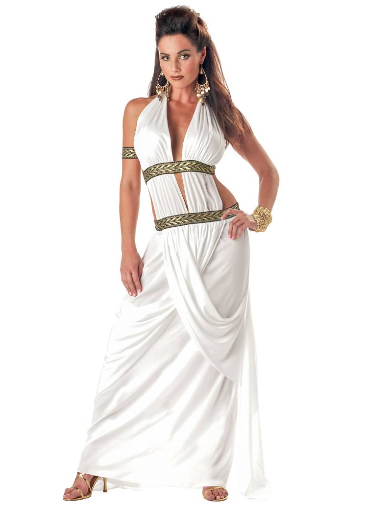 Römerin Kostüm Toga lang weiss-gold von KARNEVAL-MEGASTORE