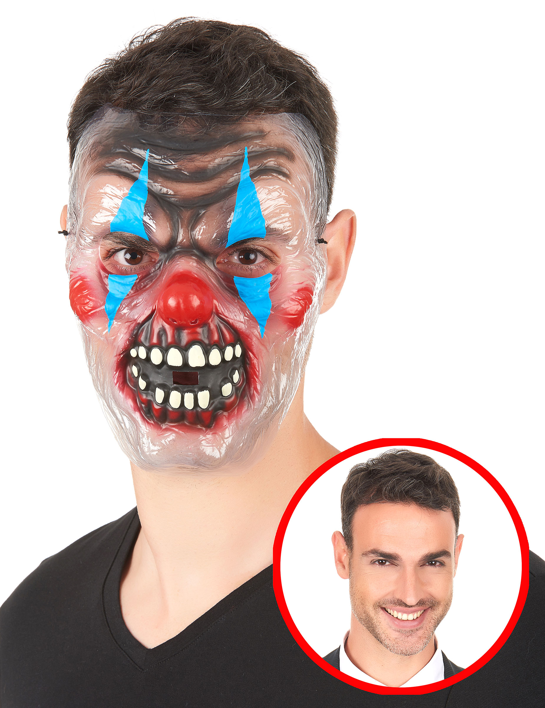 Schauriger Horror-Clown Maske für Erwachsene bunt von KARNEVAL-MEGASTORE