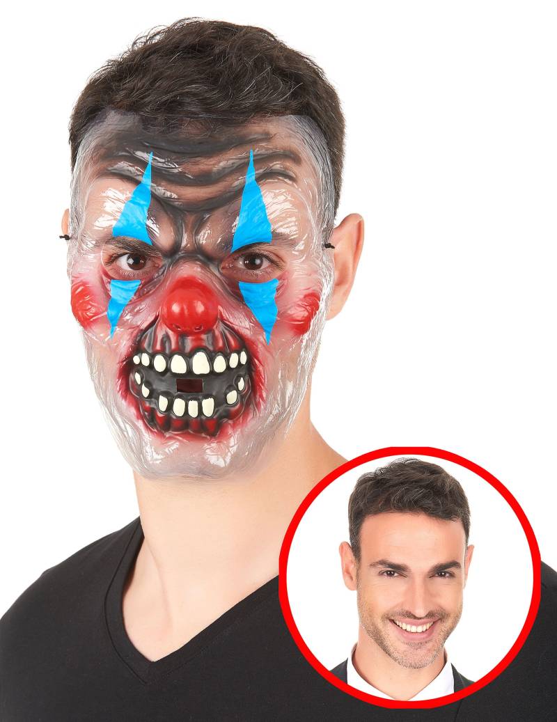 Schauriger Horror-Clown Maske für Erwachsene bunt Schauriger Horror-Clown Maske für Erwachsene bunt von KARNEVAL-MEGASTORE