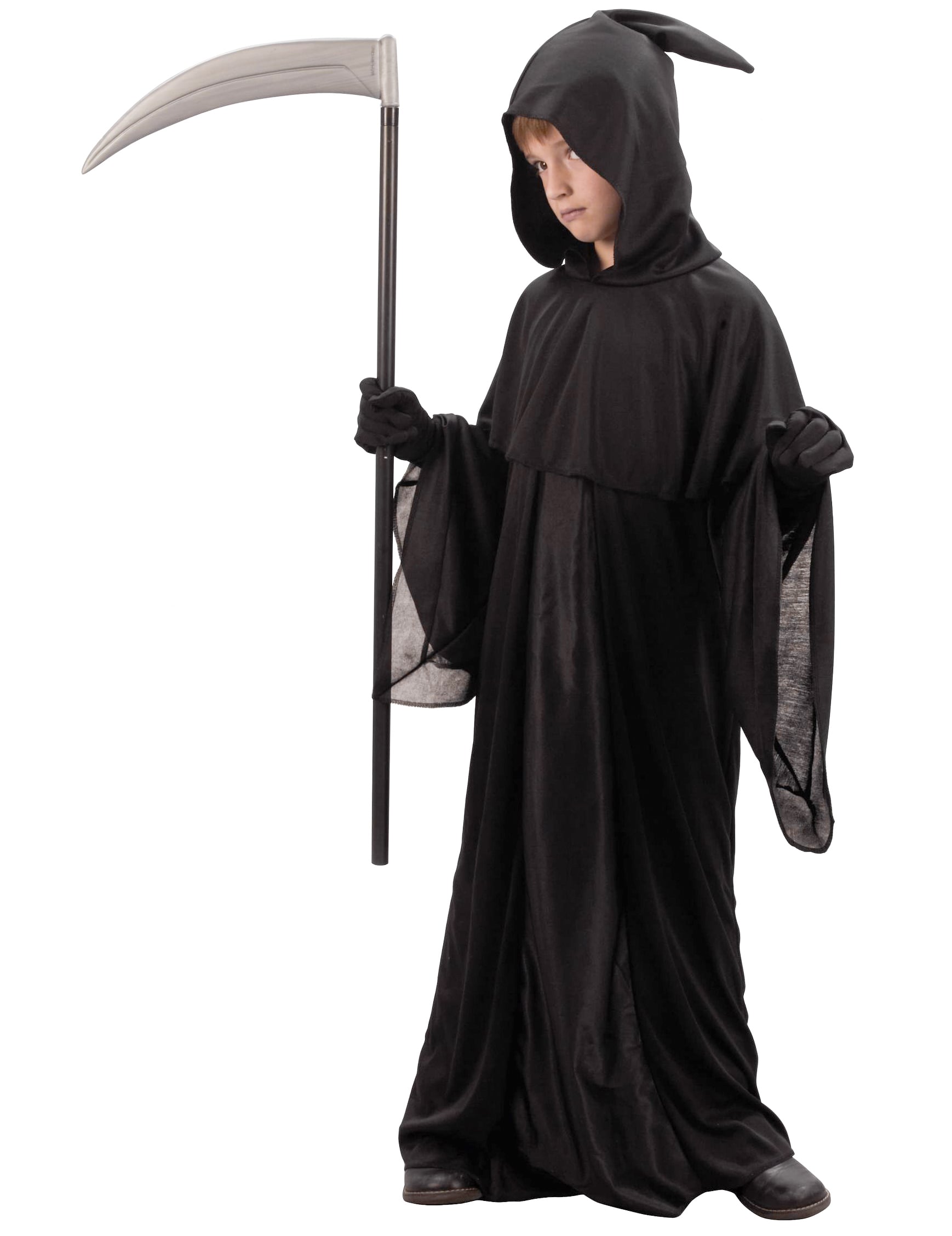 Sensenmann-Kinderkostüm Halloween-Kostüm schwarz von KARNEVAL-MEGASTORE