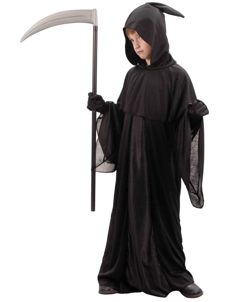 Sensenmann-Kinderkostüm Halloween-Kostüm schwarz von KARNEVAL-MEGASTORE