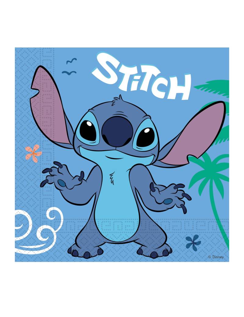 Servietten 33 x 33cm, 20 Stück, Stitch von KARNEVAL-MEGASTORE