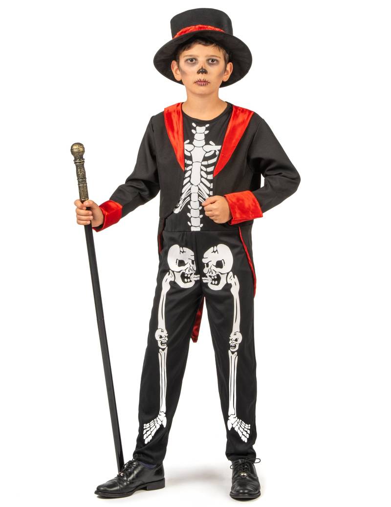 Skelett-Jungenkostüm Horror schwarz-weiss von KARNEVAL-MEGASTORE