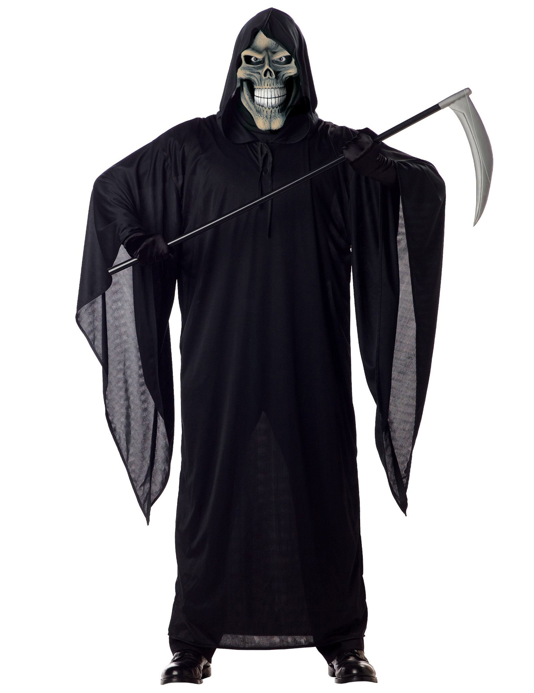 Skelett-Sensenmann Halloween-Kostüm schwarz-weiss von KARNEVAL-MEGASTORE