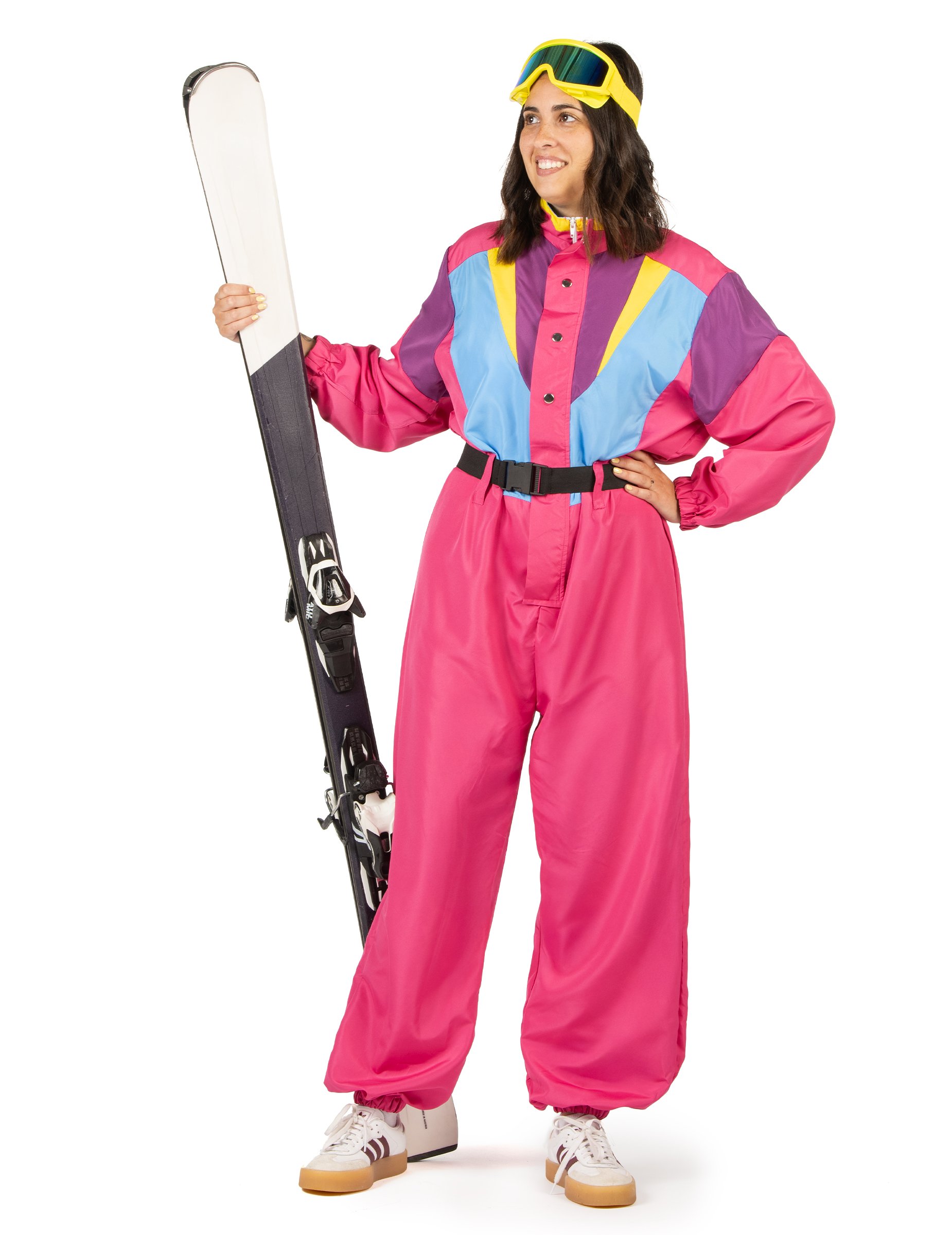Skianzug Vintage Damen Overall mit Gürtel pink-blau Skianzug Vintage Damen Overall mit Gürtel pink-blau von KARNEVAL-MEGASTORE