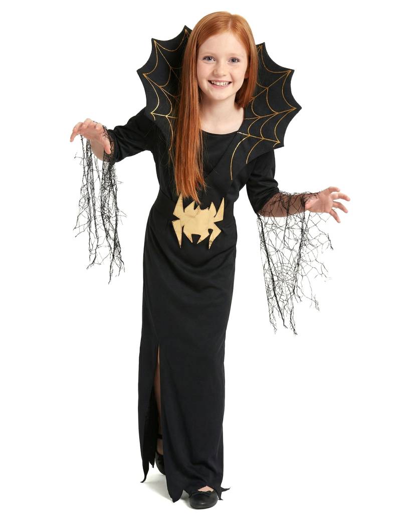 Spinnenkönigin Kinder-Kostüm schwarz-gold von KARNEVAL-MEGASTORE