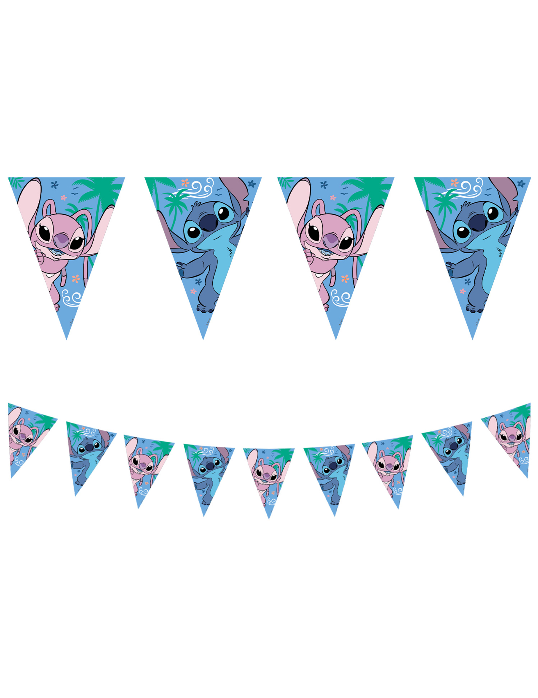 Stitch, Wimpelgirlande aus Papier, 230 cm von KARNEVAL-MEGASTORE