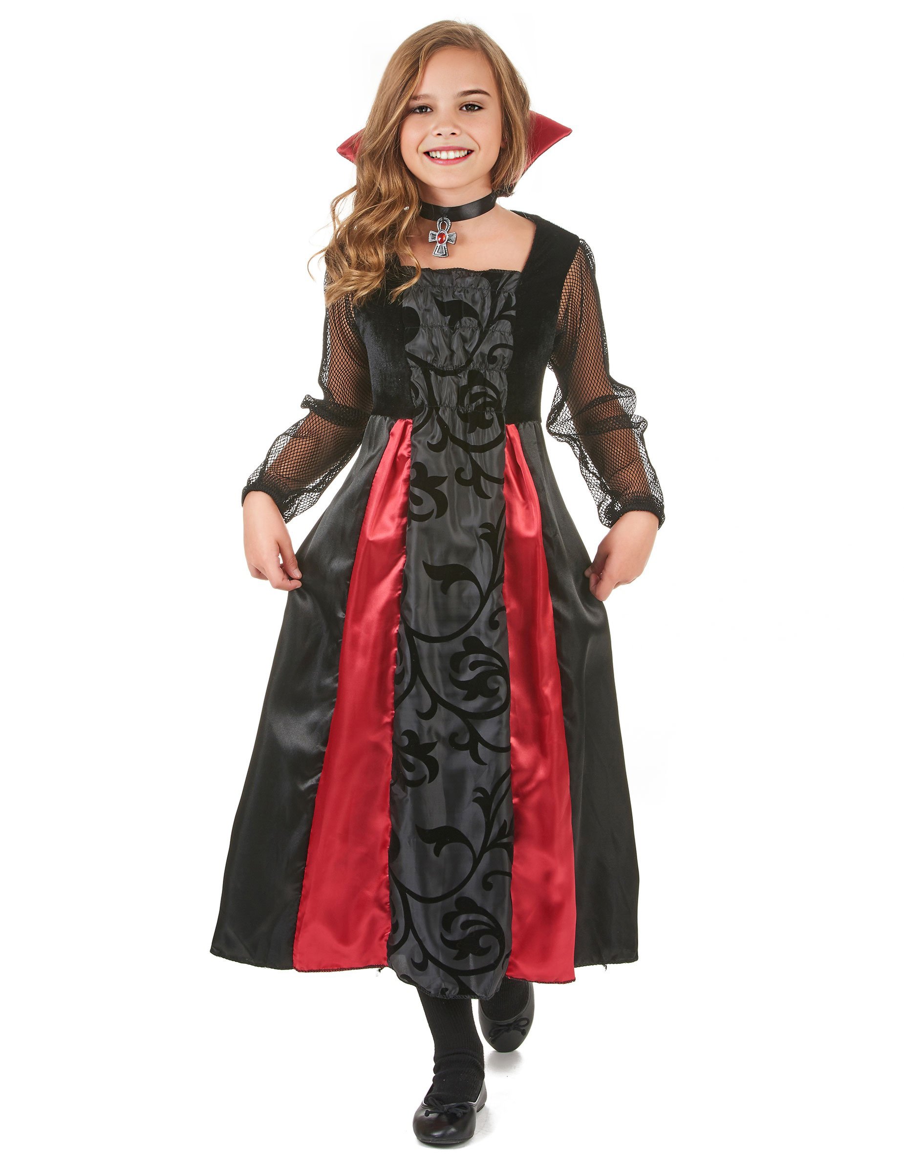 Süsse Vampirin Kinder-Kostüm schwarz-rot von KARNEVAL-MEGASTORE