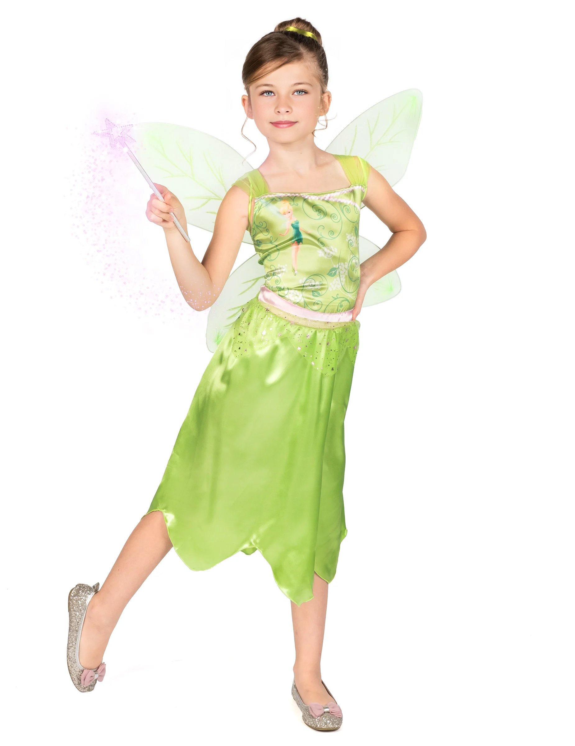 Tinkerbell Basic Kostüm Disney für Mädchen Grün von KARNEVAL-MEGASTORE