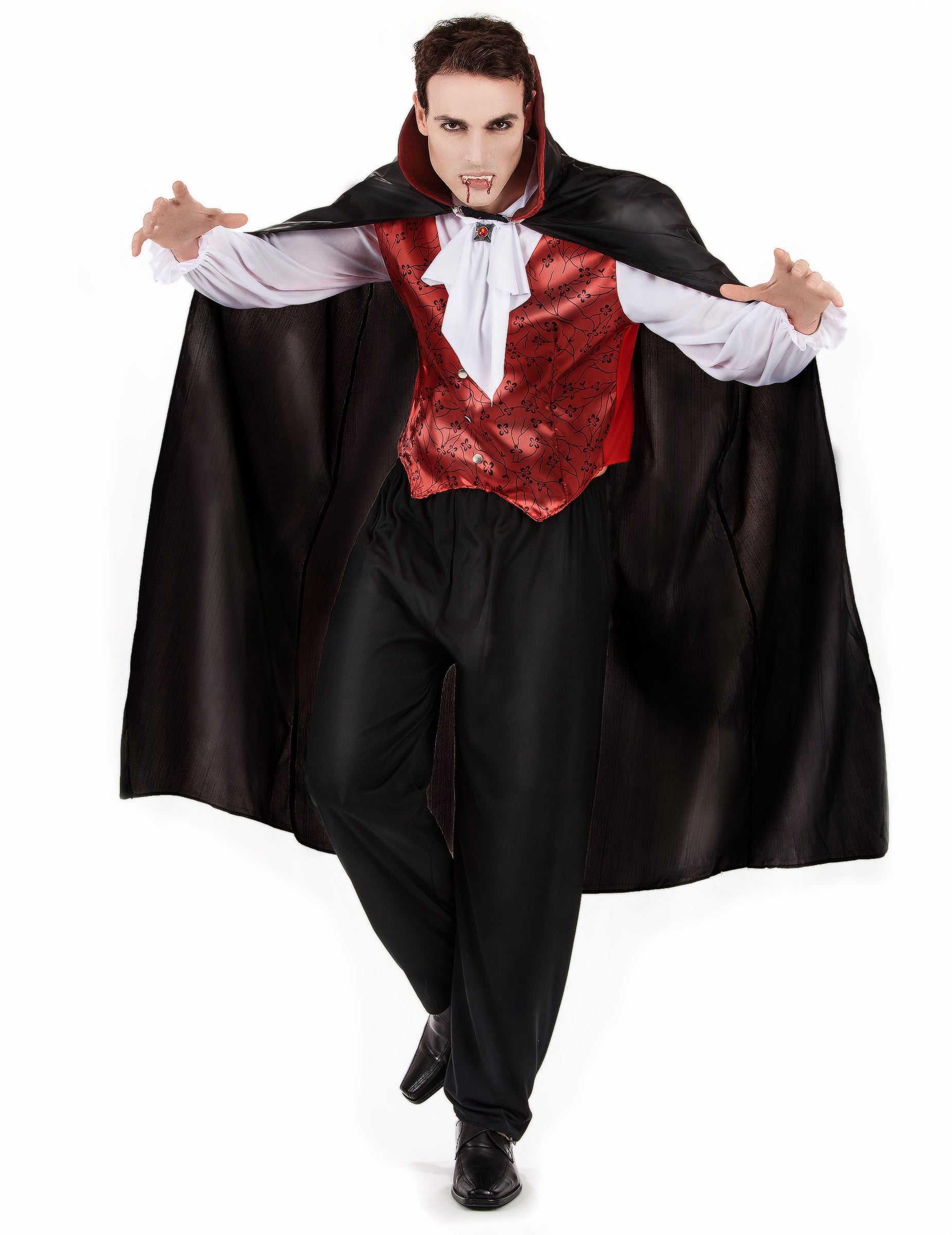 Vampir-Kostüm für Herren Blutsauger Halloweenkostüm schwarz-bordeaux von KARNEVAL-MEGASTORE