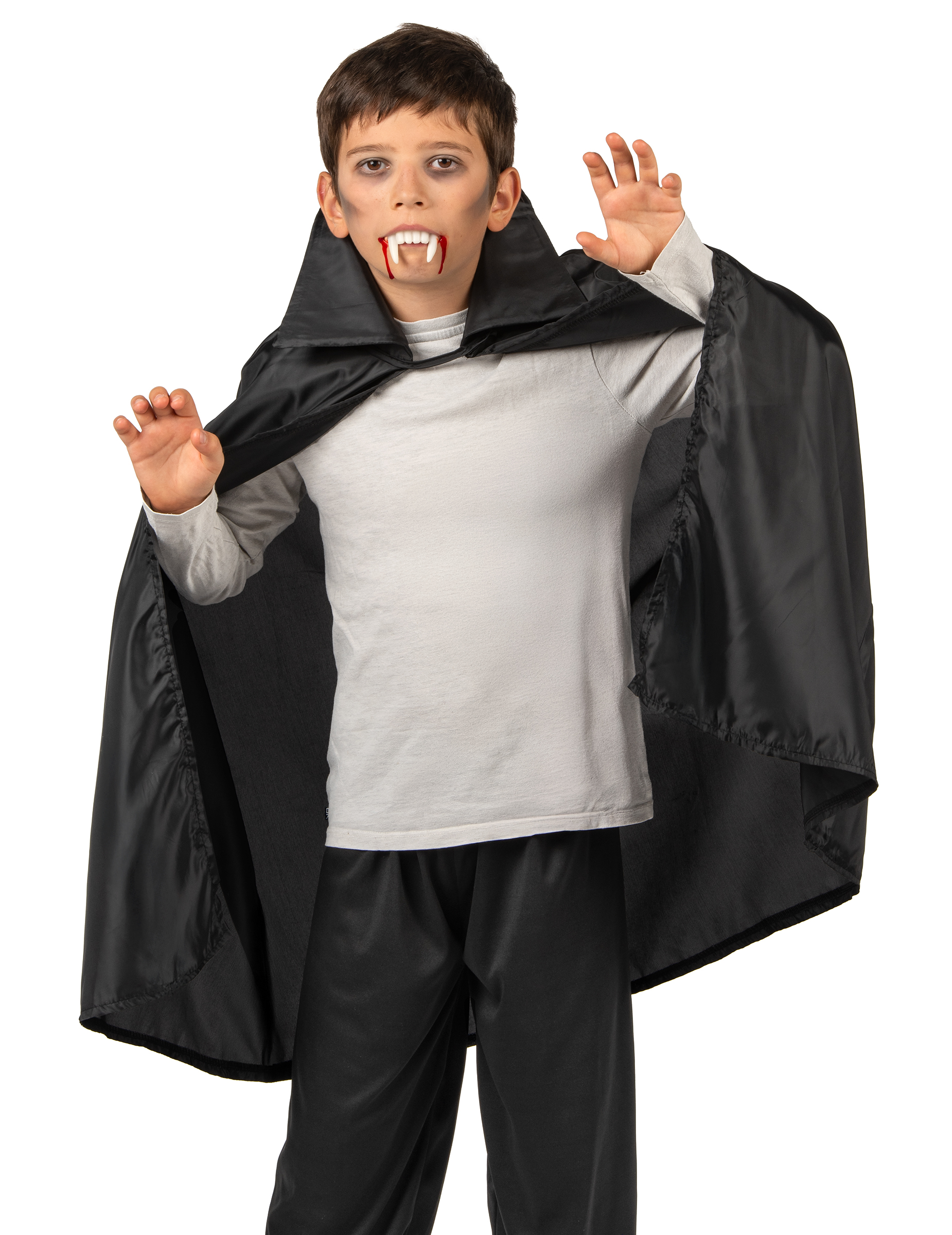 Vampirumhang Halloween Cape für Kinder schwarz von KARNEVAL-MEGASTORE