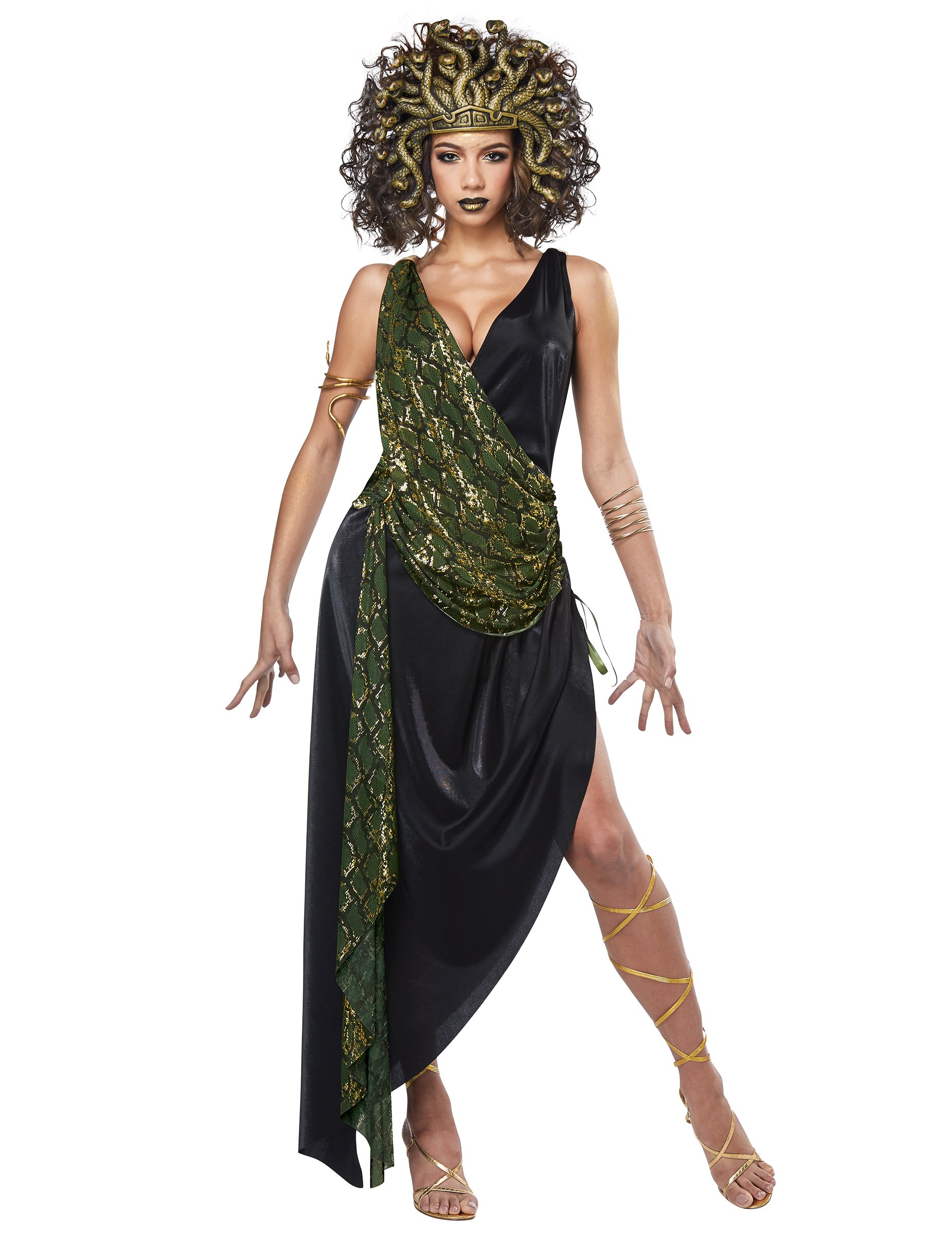 Verführerisches Medusa-Kostüm für Damen Antike-Kostüm schwarz-grün von KARNEVAL-MEGASTORE