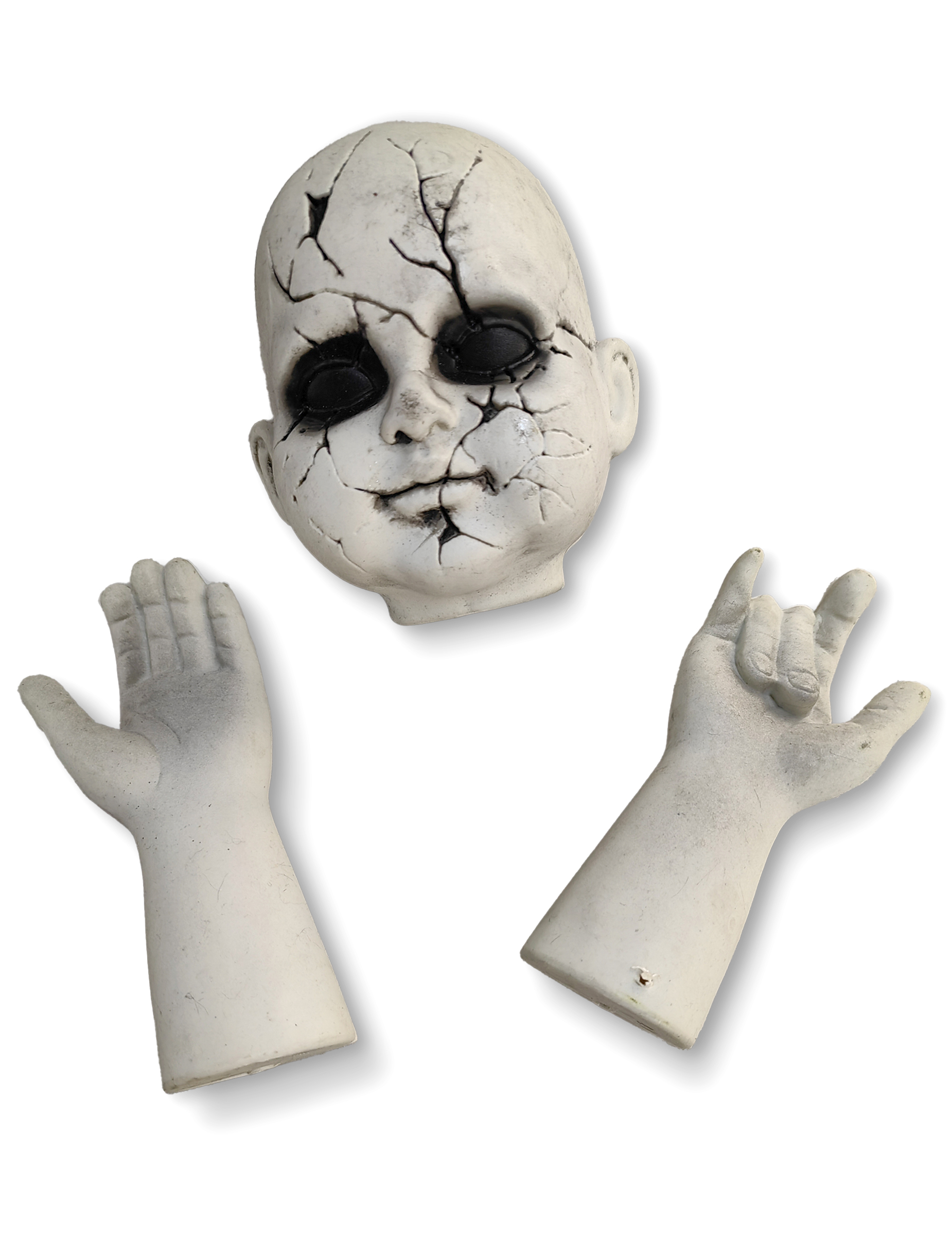 Weiße Puppenteile Kopf und Hände Deko 14 cm Weiße Puppenteile Kopf und Hände Deko 14 cm von KARNEVAL-MEGASTORE