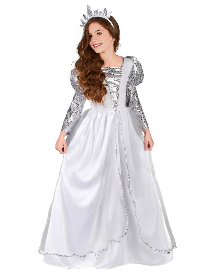 Zarte Prinzessin Kinderkostüm weiß-silber von KARNEVAL-MEGASTORE