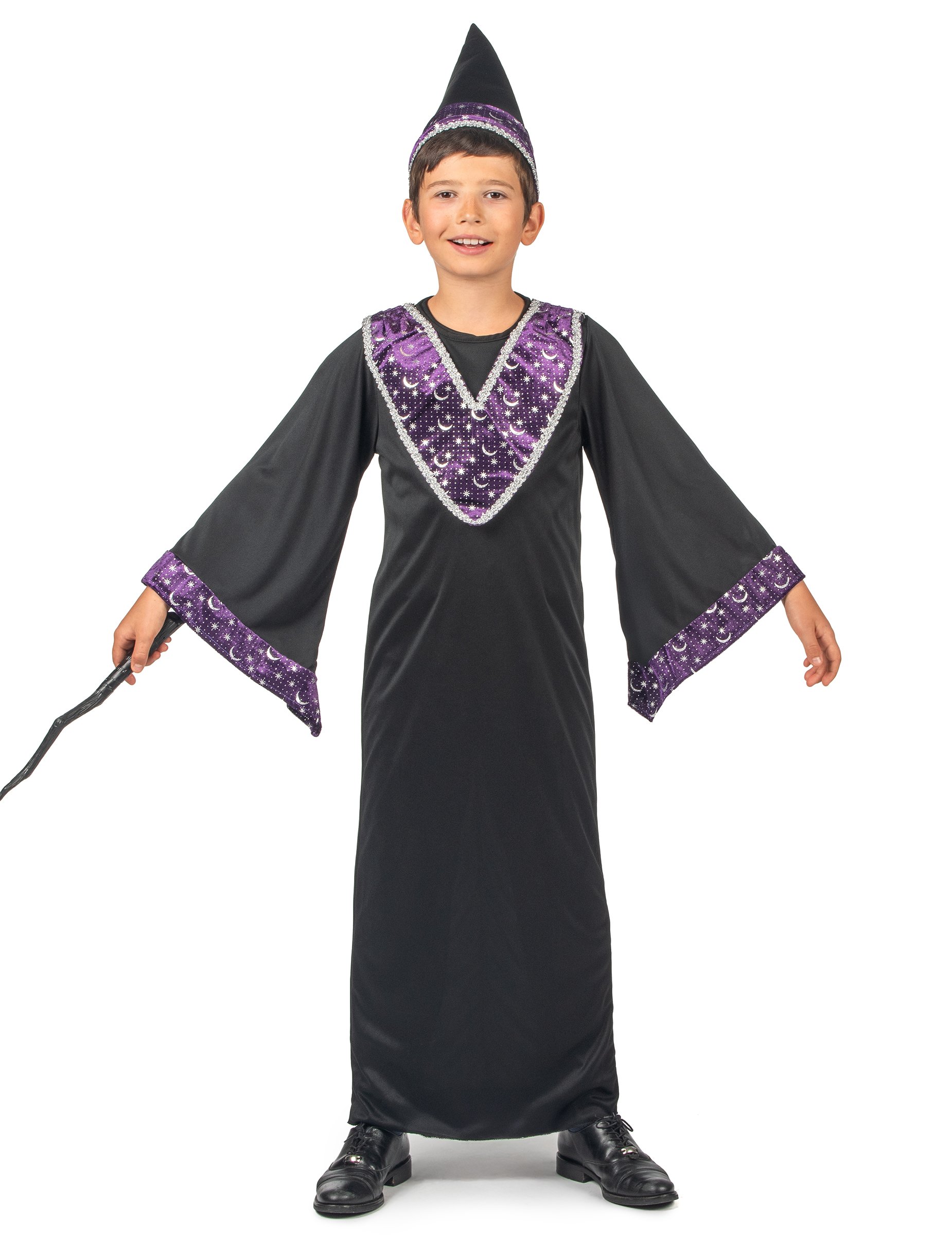 Zauberlehrling-Kinderkostüm Magier schwarz von KARNEVAL-MEGASTORE