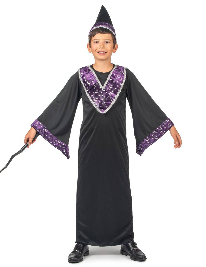 Zauberlehrling-Kinderkostüm Magier schwarz von KARNEVAL-MEGASTORE