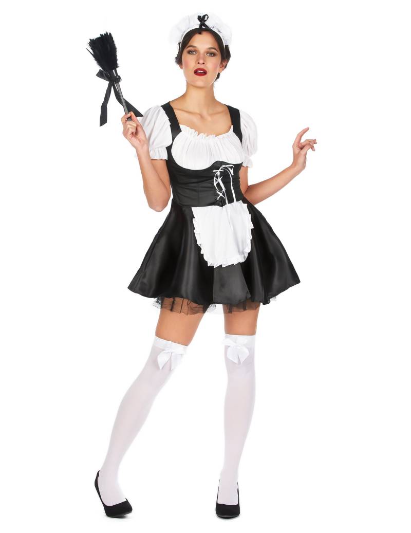 Zimmermädchen-Damenkostüm Hausfrau schwarz-weiss von KARNEVAL-MEGASTORE