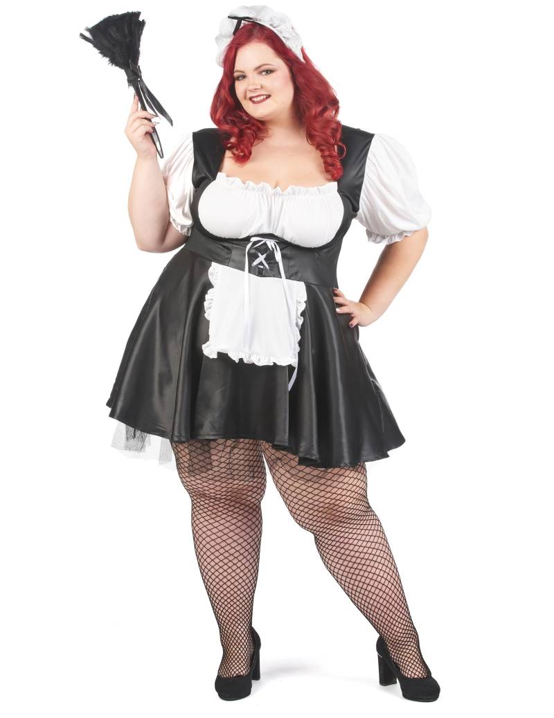 Zimmermädchen Kostüm Plus Size für Damen schwarz-weiß von KARNEVAL-MEGASTORE