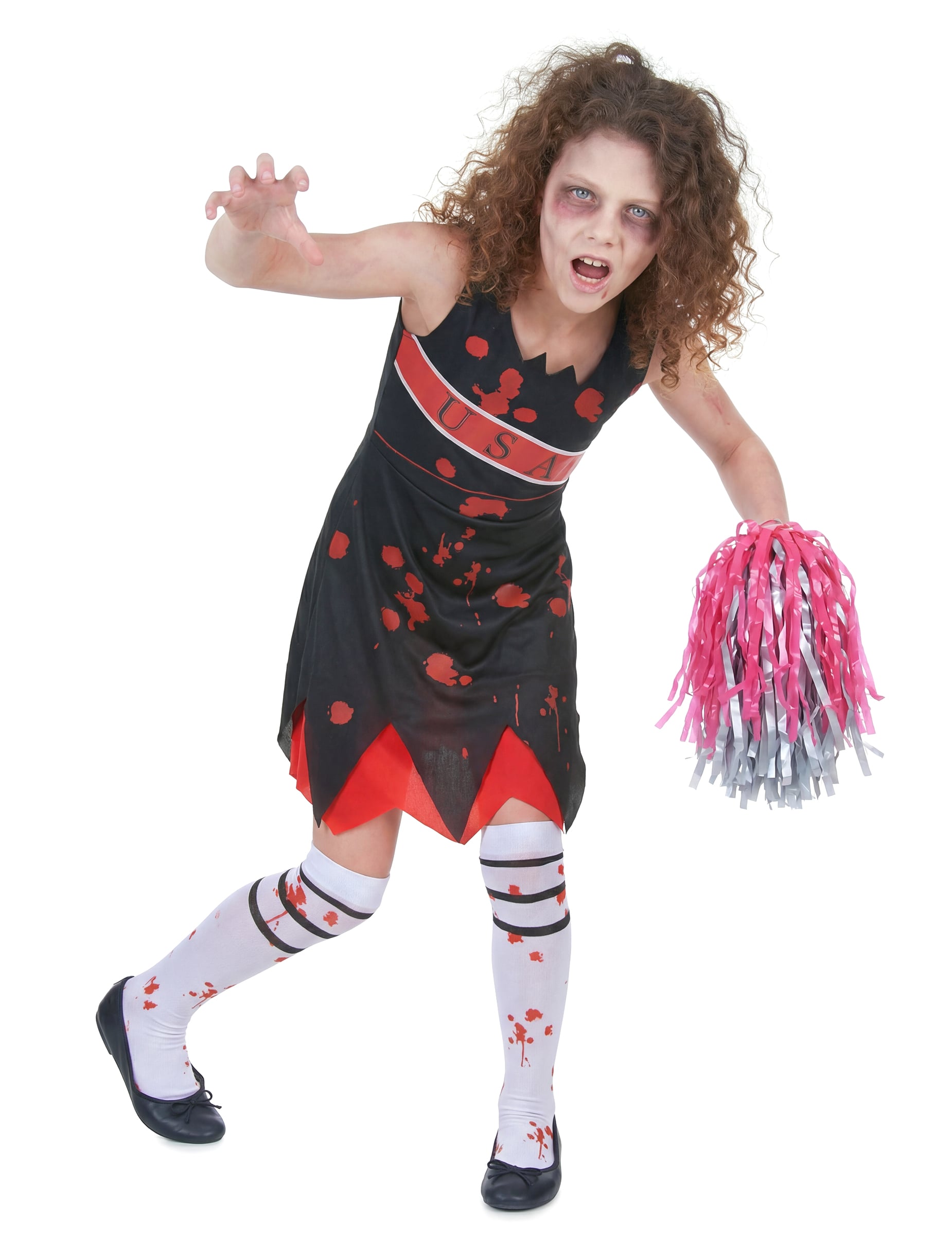 Zombie-Cheerleaderin-Kinderkostüm schwarz-rot Zombie-Cheerleaderin-Kinderkostüm schwarz-rot von KARNEVAL-MEGASTORE