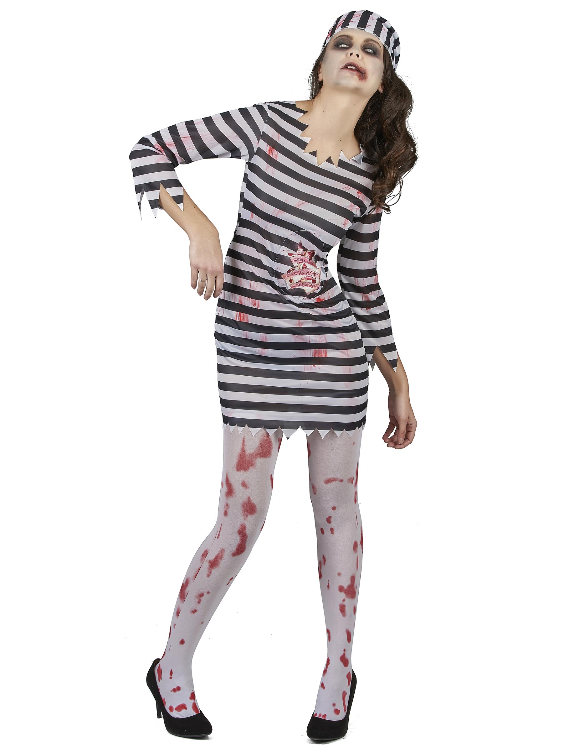 Zombiedamenkostüm für Sträflinge von KARNEVAL-MEGASTORE