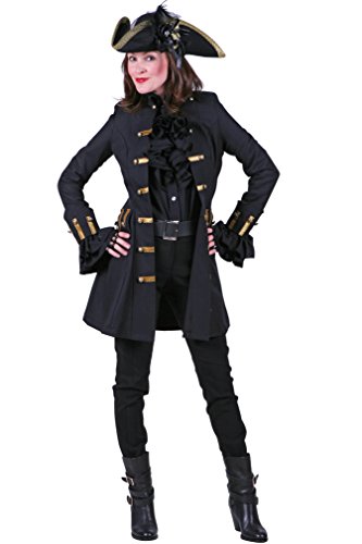 Piraten-Mantel in schwarz| Piraten-Gehrock | Piraten-Kostüm für Damen (L) von KARNEVALS-GIGANT