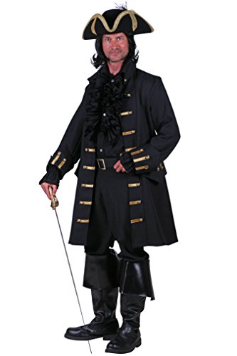 Piraten-Mantel in schwarz | hochwertiger Piraten-Gehrock | Piraten-Kostüm für Herren (L) von KARNEVALS-GIGANT