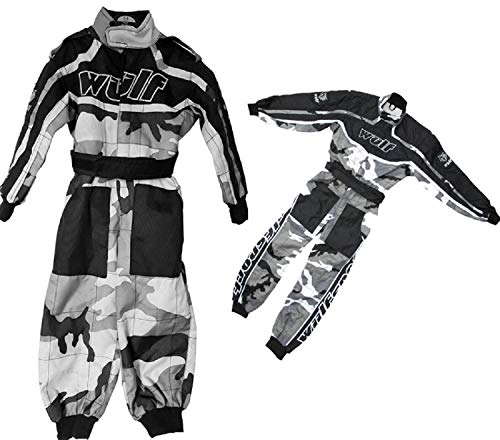 Motorrad Wulfsport Teenager 1 Stück Kart Anzug Camo Grau Trail Mountain Motocross Fahrrad (L (9-10 Yrs) von KART SUIT