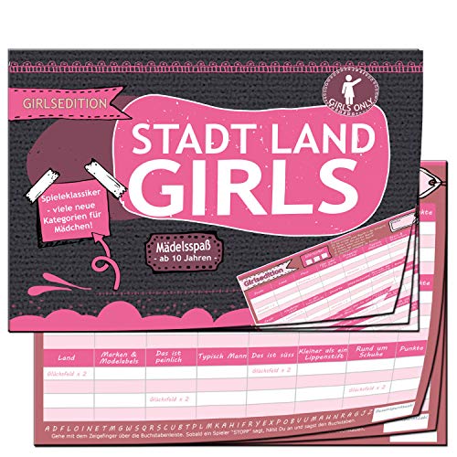 KARTENVERSAND24 Stadt Land Fluss Mädchen Edition Girls Geschenk für Teenager Geschenke Spiel Quiz Mädelsabend Mädels von KARTENVERSAND24