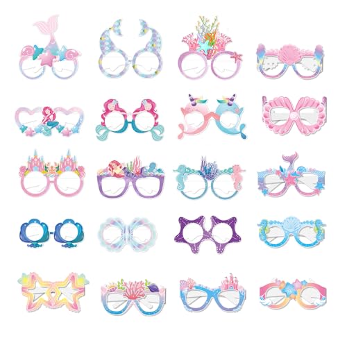 KASESSS 20 Stück Meerjungfrau Partybrillen Set, Papier Party Brille, Partybrille Ozean-Thema, Mermaid Party Brillen Fotobox Accessoires, Foto Requisiten Lustige Brillen für Geburtstag Strand Party KASESSS 20 Stück Meerjungfrau Partybrillen Set, Papier Party Brille, Partybrille Ozean-Thema, Mermaid Party Brillen Fotobox Accessoires, Foto Requisiten Lustige Brillen für Geburtstag Strand Party von KASESSS