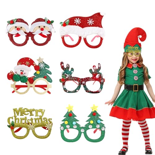 KASESSS 6 Stück Weihnachtsbrillen, Weihnachten Brille Rahmen, Glitzer Partybrillen, Weihnachten Lustige Brillen Weihnachten Deko Weihnachtsbrillen für Erwachsene und Weihnachten kinder Weihnachtsfeier KASESSS 6 Stück Weihnachtsbrillen, Weihnachten Brille Rahmen, Glitzer Partybrillen, Weihnachten Lustige Brillen Weihnachten Deko Weihnachtsbrillen für Erwachsene und Weihnachten kinder Weihnachtsfeier von KASESSS