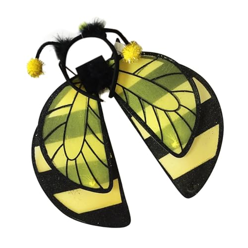 KASFDBMO Bienen-Flügel mit Stirnband, Bienenkostüm, Kinder-Bienen-Stirnband, Schmetterlingsflügel, Halloween-Flügel für Kinder und Mädchen KASFDBMO Bienen-Flügel mit Stirnband, Bienenkostüm, Kinder-Bienen-Stirnband, Schmetterlingsflügel, Halloween-Flügel für Kinder und Mädchen von KASFDBMO