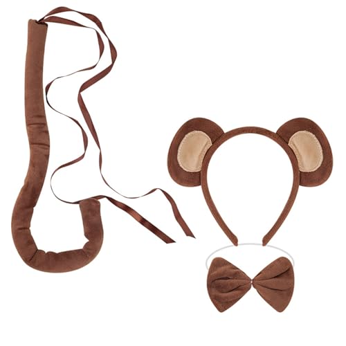 KASFDBMO Halloween-Kostüm-Set mit Affenohren, Stirnband, Affenschwanz, Fliege, Handschuh und Rock für Kinder, Jungen, Mädchen KASFDBMO Halloween-Kostüm-Set mit Affenohren, Stirnband, Affenschwanz, Fliege, Handschuh und Rock für Kinder, Jungen, Mädchen von KASFDBMO