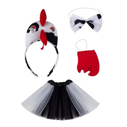 KASFDBMO Huhn-Kopfbedeckung, Hahn, Stirnbänder, Fliege, Handschuhe, Rock, Huhn-Kostüm-Set, Tierhaarreifen für Erntedankfest KASFDBMO Huhn-Kopfbedeckung, Hahn, Stirnbänder, Fliege, Handschuhe, Rock, Huhn-Kostüm-Set, Tierhaarreifen für Erntedankfest von KASFDBMO
